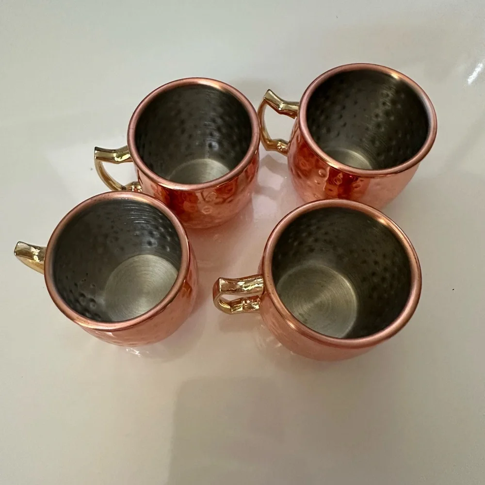 Set of 4 Mini Moscow Mule Mugs, Copper, 2 oz.